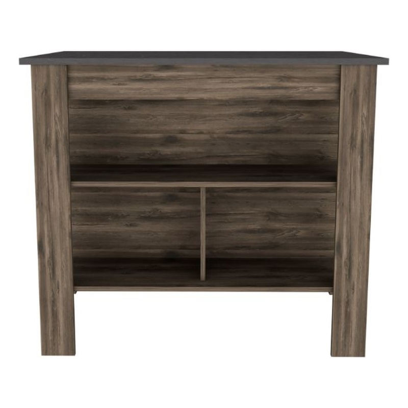 FM FURNITURE Brooklyn Kitchen Island with 3 Shelves Engineered Wood Brown
