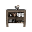 FM FURNITURE Brooklyn Kitchen Island with 3 Shelves Engineered Wood Brown