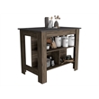 FM FURNITURE Brooklyn Kitchen Island with 3 Shelves Engineered Wood Brown