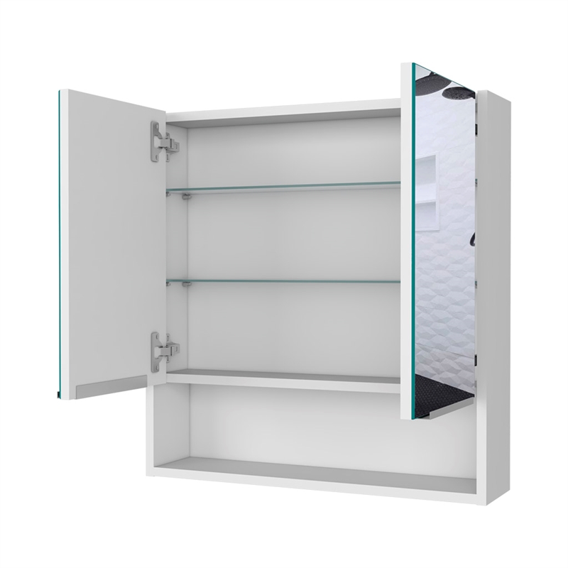 FM FURNITURE Ozark Engineered Wood Medicine Cabinet with Mirror in White