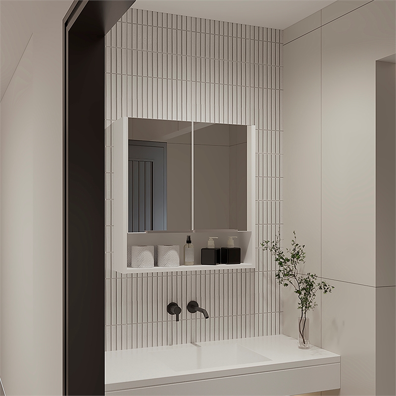 FM FURNITURE Ozark Engineered Wood Medicine Cabinet with Mirror in White