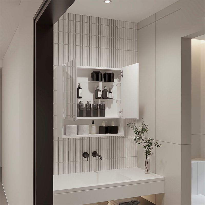 FM FURNITURE Ozark Engineered Wood Medicine Cabinet with Mirror in White