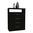 FM FURNITURE Athens 4-Drawer Modern Engineered Wood Dresser in Black
