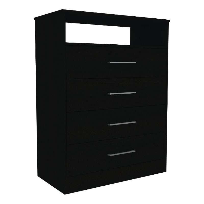 FM FURNITURE Athens 4-Drawer Modern Engineered Wood Dresser in Black