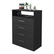 FM FURNITURE Athens 4-Drawer Modern Engineered Wood Dresser in Black