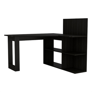 FM FURNITURE Fresno 47&quotW Engineered Wood Writing Computer Desk in Black Wenge