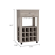 FM FURNITURE Ace Modern Engineered Wood Bar Cart with 4 Casters in Light Gray