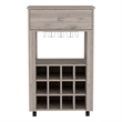 FM FURNITURE Ace Modern Engineered Wood Bar Cart with 4 Casters in Light Gray