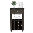 FM FURNITURE Ace Modern Engineered Wood Bar Cart with 4 Casters in Espresso
