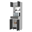 FM FURNITURE Auburn Engineered Wood Microwave Pantry Cabinet in Smokey Oak/White