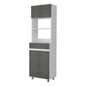 FM FURNITURE Auburn Engineered Wood Microwave Pantry Cabinet in Smokey Oak/White