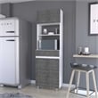 FM FURNITURE Auburn Engineered Wood Microwave Pantry Cabinet in Smokey Oak/White