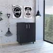 FM FURNITURE Lewis 2-Door Modern Engineered Wood Storage Cabinet in Black