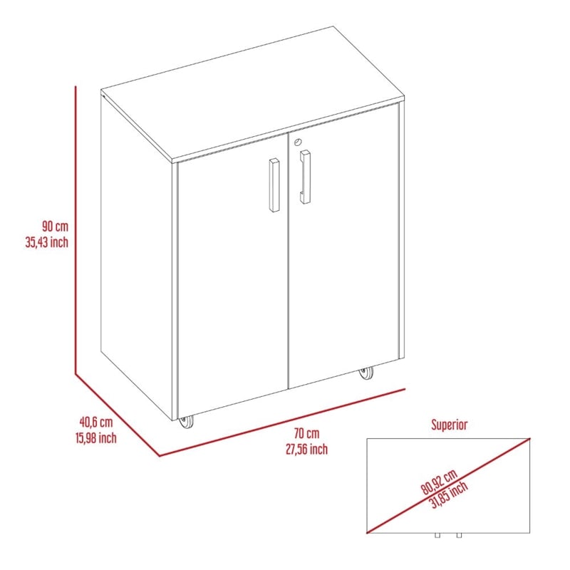 FM FURNITURE Lewis 2-Door Modern Engineered Wood Storage Cabinet in Black