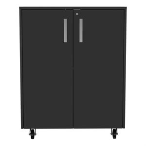 FM FURNITURE Lewis 2-Door Modern Engineered Wood Storage Cabinet in Black