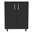 FM FURNITURE Lewis 2-Door Modern Engineered Wood Storage Cabinet in Black