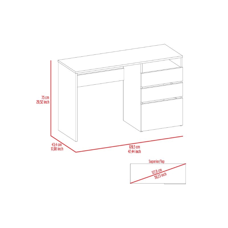 FM FURNITURE Louisiana Engineered Wood Writing Computer Desk in Light Gray