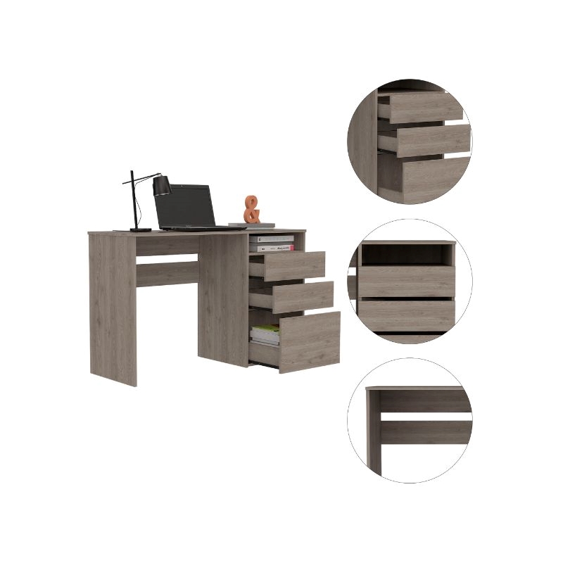 FM FURNITURE Louisiana Engineered Wood Writing Computer Desk in Light Gray