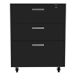 FM FURNITURE Penny 3-Drawer Modern Engineered Wood Storage Cabinet in Black