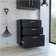 FM FURNITURE Penny 3-Drawer Modern Engineered Wood Storage Cabinet in Black