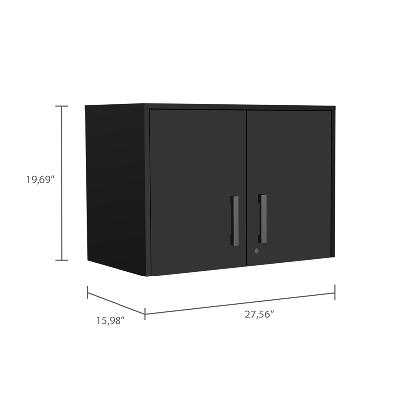 FM FURNITURE Penny 2-Door Modern Engineered Wood Storage Cabinet in Black