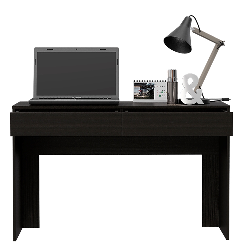 FM FURNITURE Tampa 2-Drawer Engineered Wood Writing Computer Desk in Black