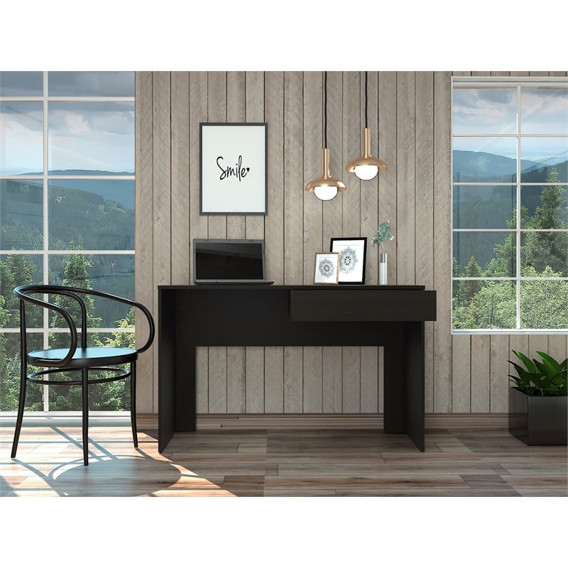 FM FURNITURE Tampa 1-Drawer Engineered Wood Writing Computer Desk in Black
