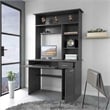FM FURNITURE Weston Two Computer Desk with Hutch Engineered Wood Smokey Oak