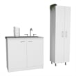 FM FURNITURE Safford 2 Piece Kitchen Set White Engineered Wood