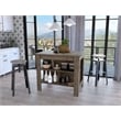 FM FURNITURE Brooklyn 3-Shelf Modern Engineered Wood Kitchen Island in Brown