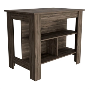 FM FURNITURE Brooklyn 3-Shelf Modern Engineered Wood Kitchen Island in Brown