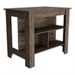 FM FURNITURE Brooklyn 3-Shelf Modern Engineered Wood Kitchen Island in Brown