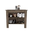 FM FURNITURE Brooklyn 3-Shelf Modern Engineered Wood Kitchen Island in Brown