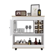 FM FURNITURE Texas 1-Shelf Modern Engineered Wood Bar Cart in Light Oak/White