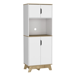 FM FURNITURE Brussel 2-Door Engineered Wood Microwave Pantry Cabinet in White