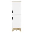 FM FURNITURE British 2-Door Modern Engineered Wood Single Pantry in White/Oak