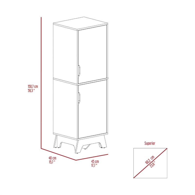 FM FURNITURE British 2-Door Modern Engineered Wood Single Pantry in White/Oak