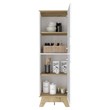 FM FURNITURE British 2-Door Modern Engineered Wood Single Pantry in White/Oak