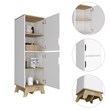 FM FURNITURE British 2-Door Modern Engineered Wood Single Pantry in White/Oak