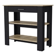 FM FURNITURE Brooklyn 2-Shelf Modern Engineered Wood Kitchen Island in Black/Oak