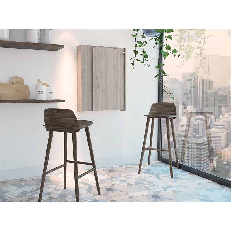 FM FURNITURE Dalton 7-Shelf Modern Engineered Wood Foldable Table in Light Gray