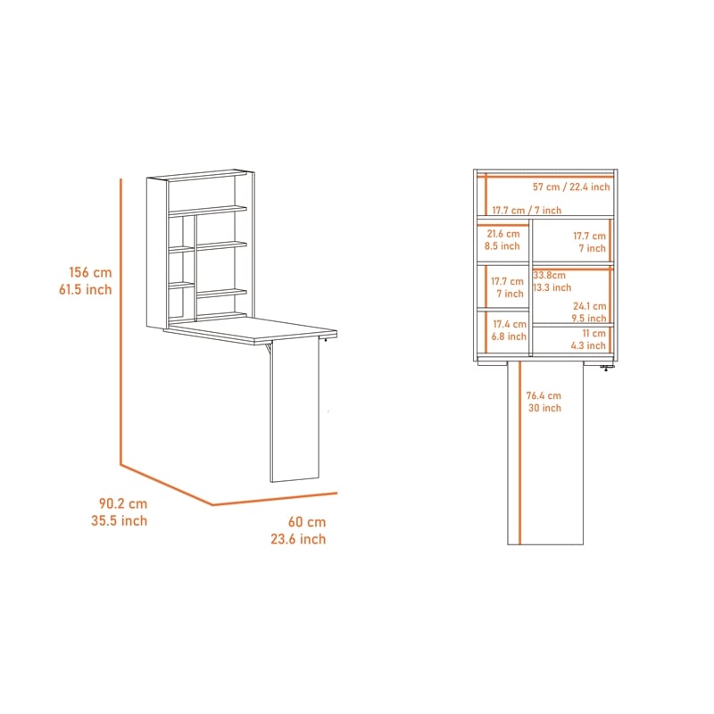 FM FURNITURE Dalton 7-Shelf Modern Engineered Wood Foldable Table in Light Gray