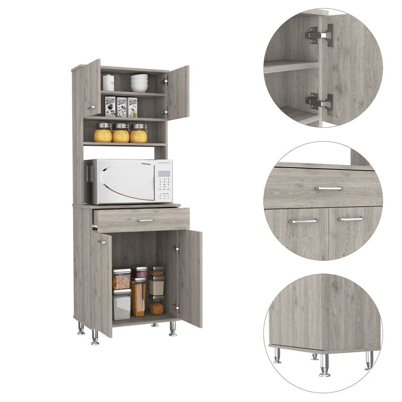 FM FURNITURE Winnipeg 2-Piece Modern Engineered Wood Kitchen Set in Light Gray