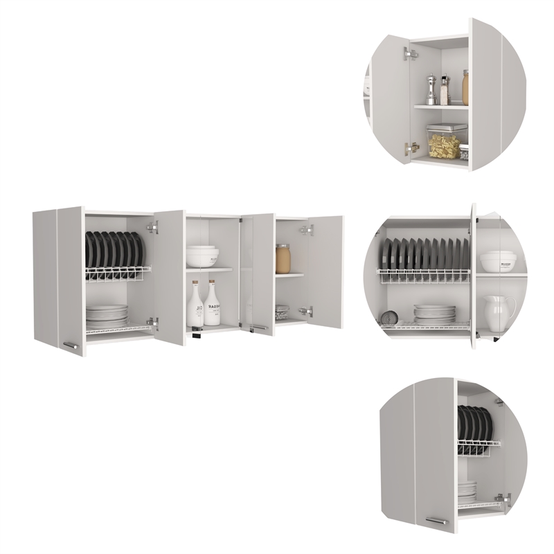 FM FURNITURE Norfolk 2-Piece Modern Engineered Wood Kitchen Set in White/Walnut
