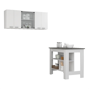 FM FURNITURE Norfolk 2-Piece Modern Engineered Wood Kitchen Set in White/Onyx