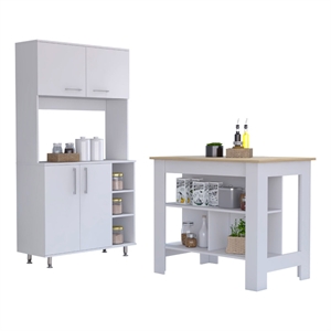 FM FURNITURE Surrey 2-Piece Modern Engineered Wood Kitchen Set in White/Oak