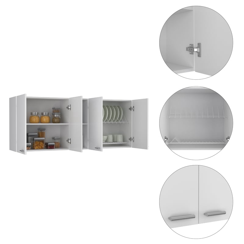 FM FURNITURE Austin 2-Piece Modern Engineered Wood Kitchen Set in White/Walnut