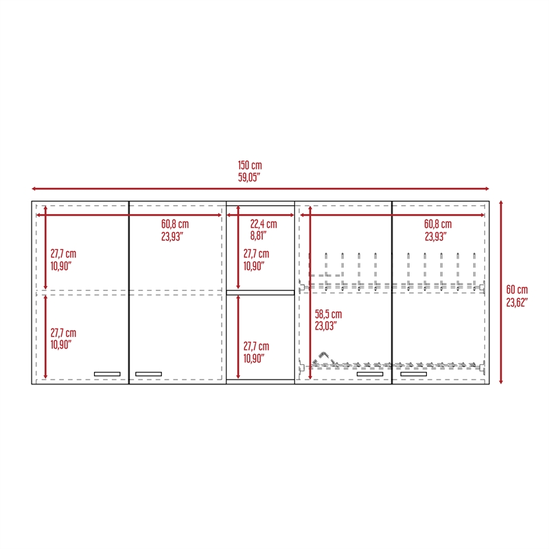 FM FURNITURE Austin 2-Piece Modern Engineered Wood Kitchen Set in White/Walnut