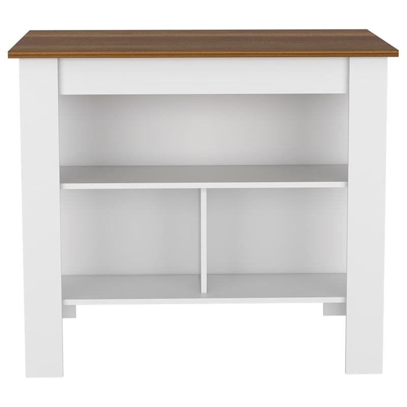 FM FURNITURE Austin 2-Piece Modern Engineered Wood Kitchen Set in White/Walnut