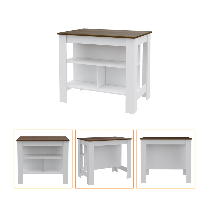 FM FURNITURE London 2-Piece Modern Engineered Wood Kitchen Set in White/Walnut